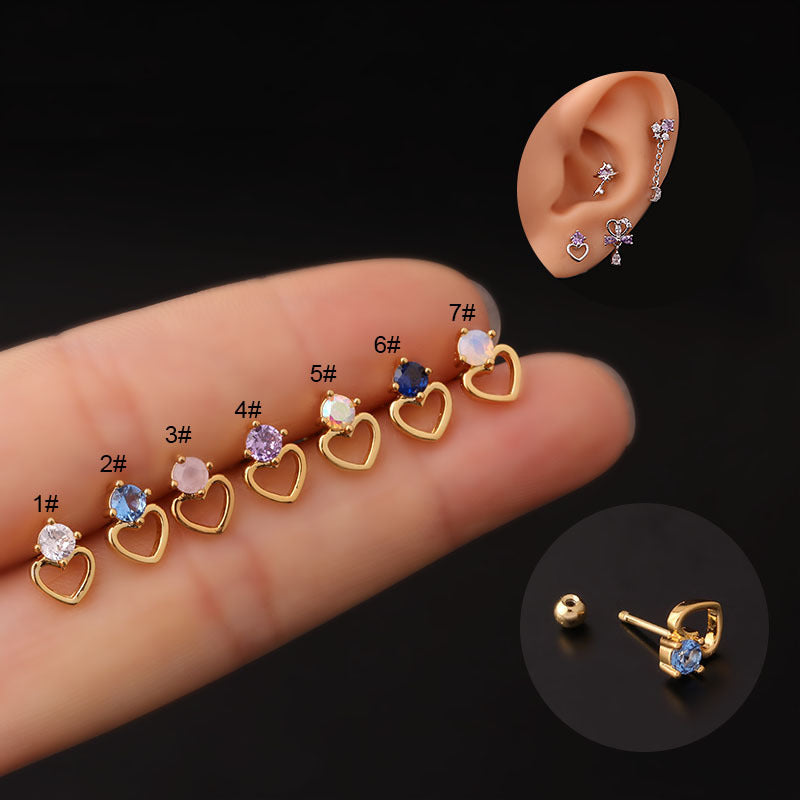 cartilage earrings, piercing jewelry, cartilage piercing, body jewelry, helix piercing, helix earrings, tragus piercing, heart earrings
