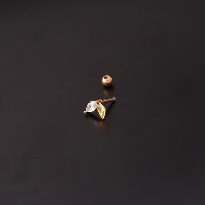 cartilage earrings, piercing jewelry, cartilage piercing, body jewelry, helix piercing, helix earrings, tragus piercing, leaf earrings