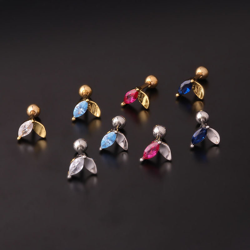 cartilage earrings, piercing jewelry, cartilage piercing, body jewelry, helix piercing, helix earrings, tragus piercing, leaf earrings