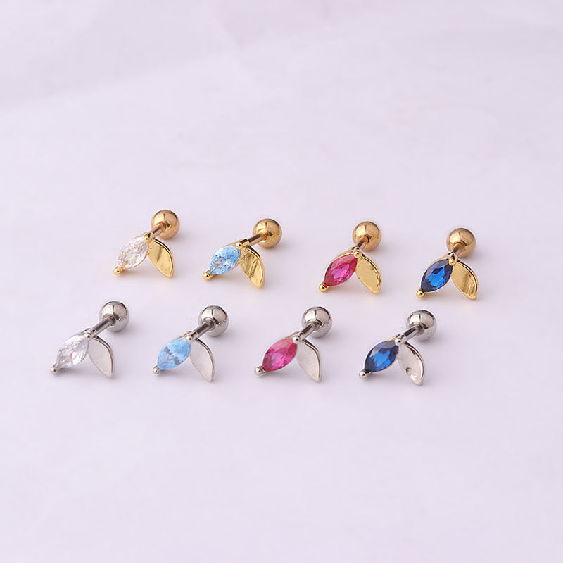 cartilage earrings, piercing jewelry, cartilage piercing, body jewelry, helix piercing, helix earrings, tragus piercing, leaf earrings