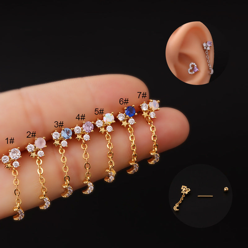 cartilage earrings, piercing jewelry, cartilage piercing, body jewelry, helix piercing, helix earrings, tragus piercing, moon earrings