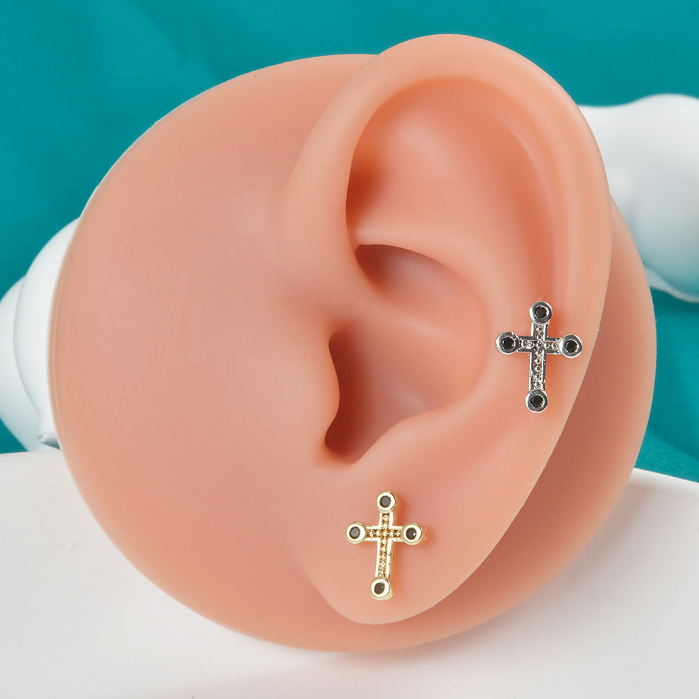 cartilage earrings, piercing jewelry, cartilage piercing, body jewelry, helix piercing, helix earrings, tragus piercing, flower earrings, cross earrings