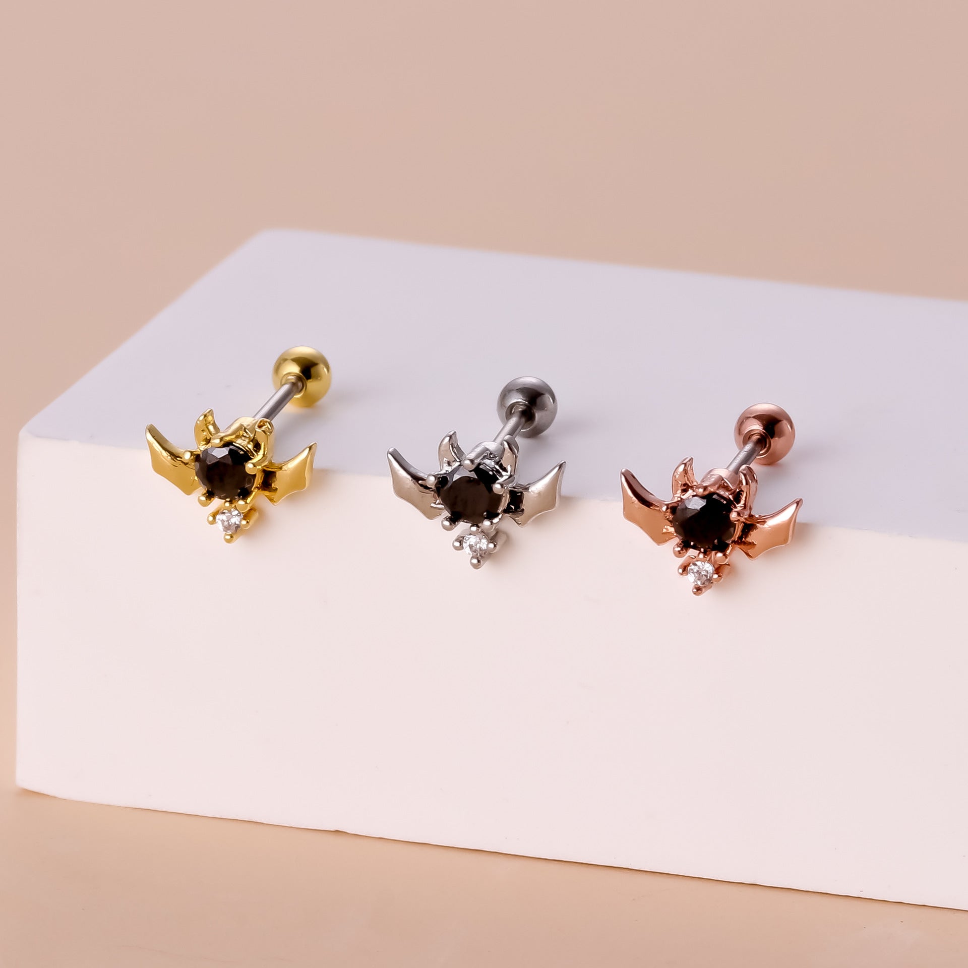 20G Bat Daith Helix Piercing Jewelry in gold, silver and rose gold