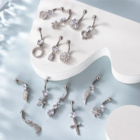 14G Surgical Steel Navel Ring, Starfish Belly Piercing | HSPJ743