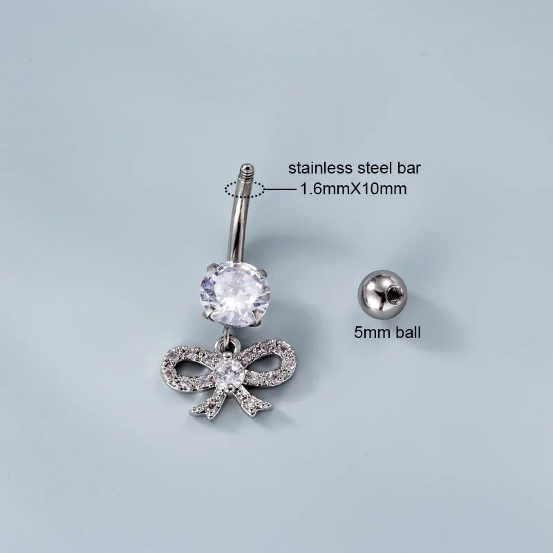 14G Surgical Steel Navel Ring, Starfish Belly Piercing | HSPJ743