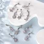 14G Hypoallergenic Leaf Heart Navel Ring