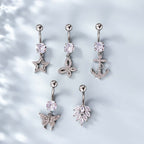 14G Hypoallergenic Leaf Heart Navel Ring