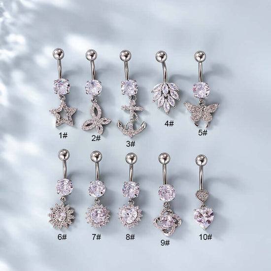 14G Hypoallergenic Leaf Heart Navel Ring