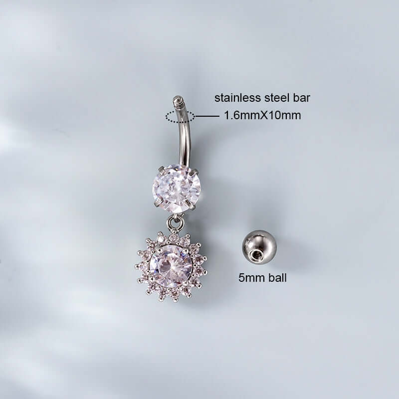 14G Hypoallergenic Leaf Heart Navel Ring