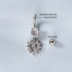 Top Mount Heart Silver Dangle Belly Button Rings