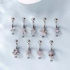 14G Surgical Steel Skull Dangle Belly Button Ring | HSPJ746