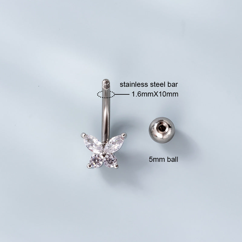 14G Surgical Steel Skull Dangle Belly Button Ring | HSPJ746