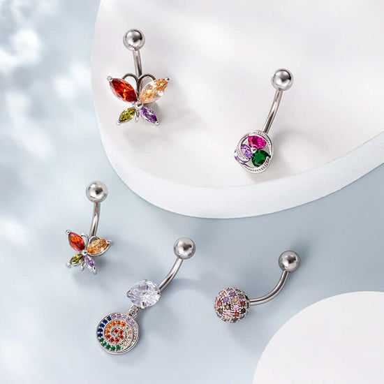 14G Hypoallergenic Color Butterfly Navel Belly Piercing