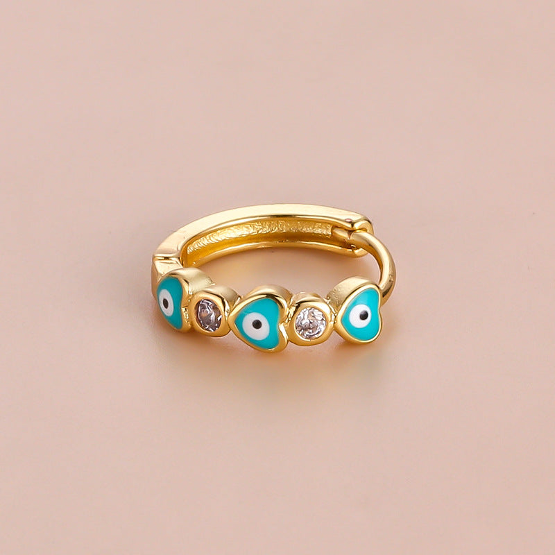 18K Gold Turkish Eye Cartilage Hoop Earring