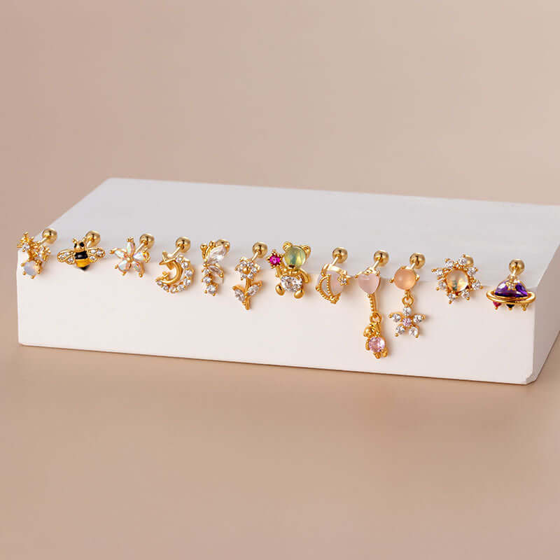 20G Helix Cute Animal Conch Stud Piercing