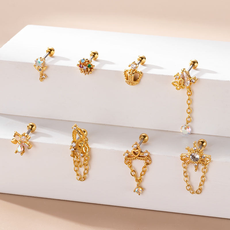 20G Butterfly Crown Chain Dangle Helix Piercing