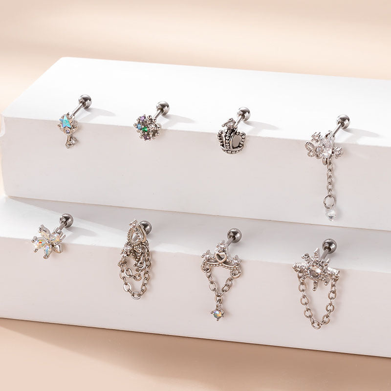 20G Butterfly Crown Chain Dangle Helix Piercing