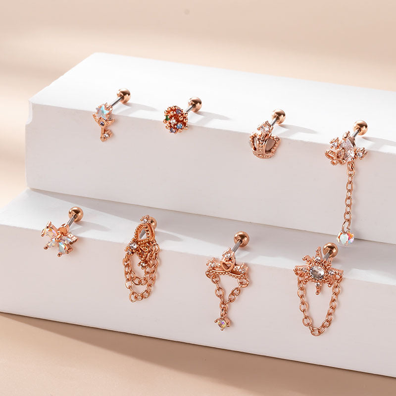 20G Butterfly Crown Chain Dangle Helix Piercing