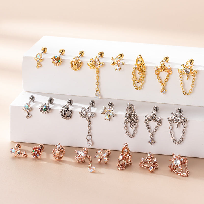 20G Butterfly Crown Chain Dangle Helix Piercing