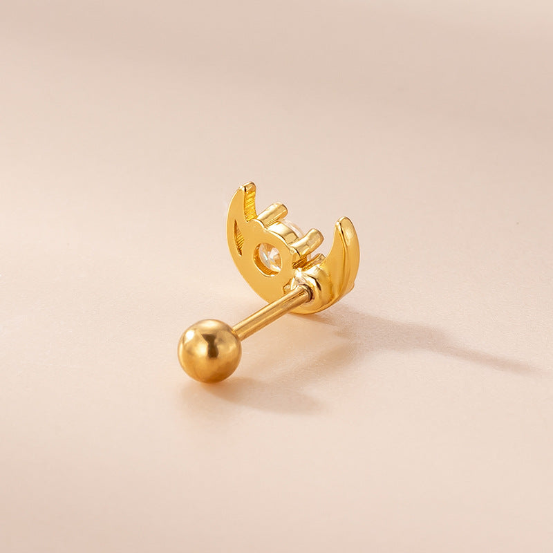 cartilage earrings, piercing jewelry, cartilage piercing, body jewelry, helix piercing, helix earrings, tragus piercing, moon earrings