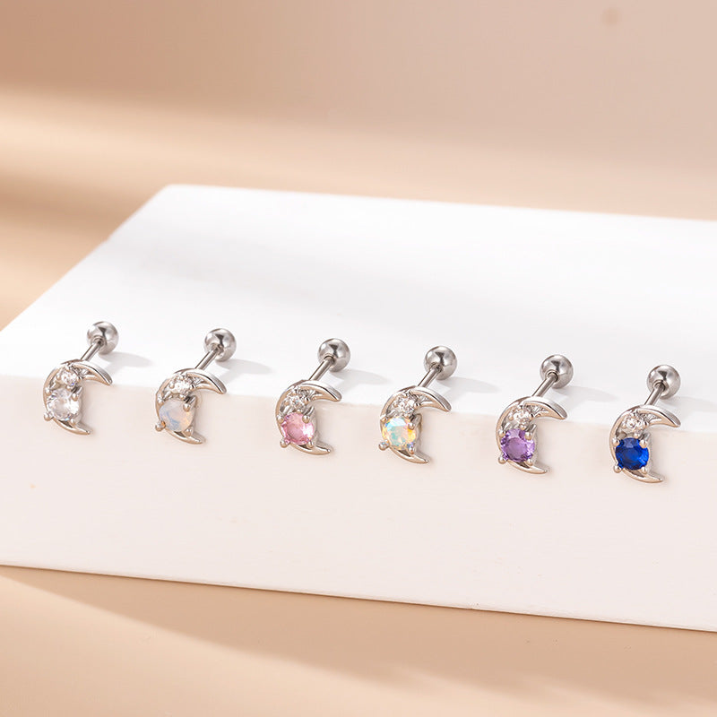 cartilage earrings, piercing jewelry, cartilage piercing, body jewelry, helix piercing, helix earrings, tragus piercing, moon earrings