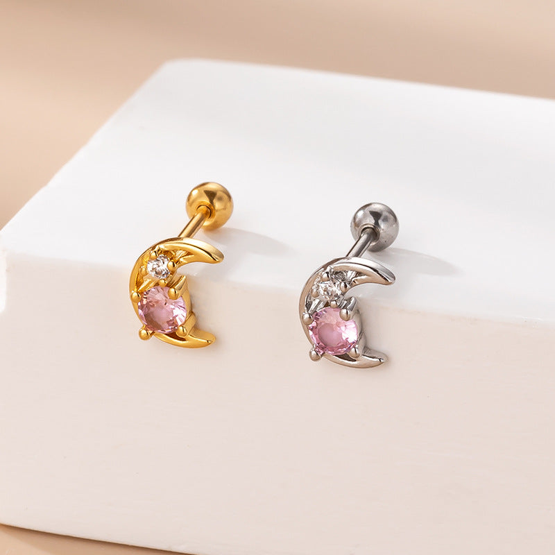 cartilage earrings, piercing jewelry, cartilage piercing, body jewelry, helix piercing, helix earrings, tragus piercing, moon earrings