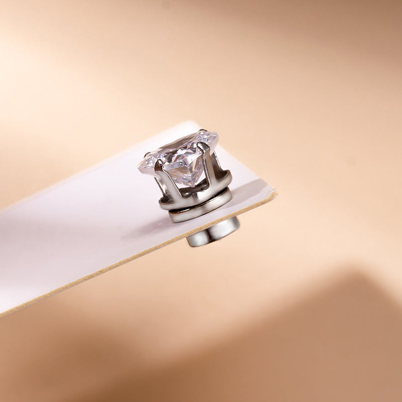 6mm 7mm Magnetic Surgical Steel Earrings Non Piercing Heart Stud