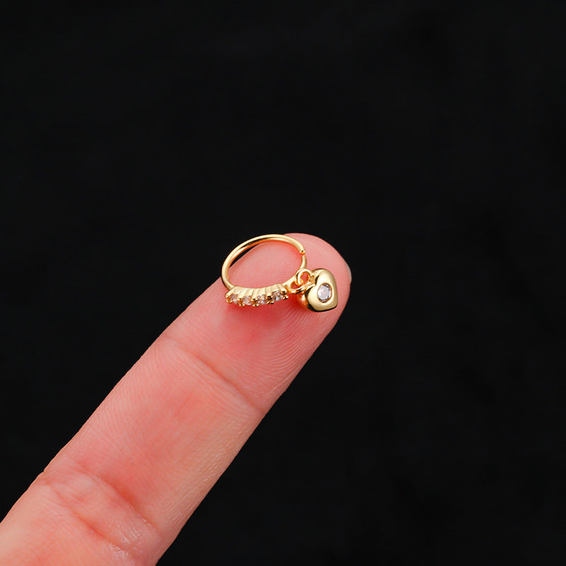 18K Gold Dangle Hoop Nose Ring