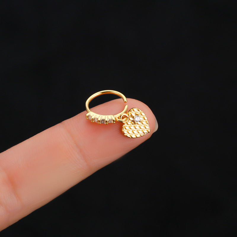 18K Gold Dangle Hoop Nose Ring