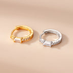 18K Gold Baguette Cartilage Hoop Huggies