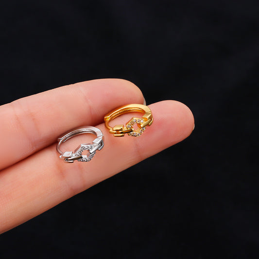 18K Gold Cross Cartilage Hoop Huggies