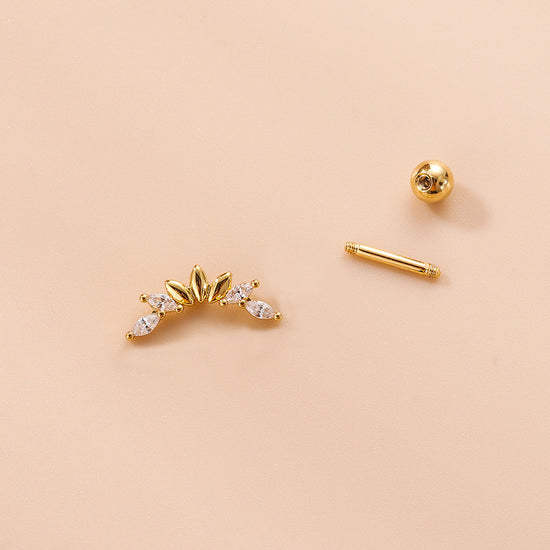 16G Cartilage Curve Bar Stud Earrings, Conch Helix Stud