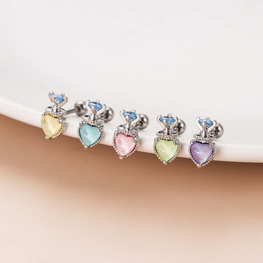 20G Cartilage Tiny Stud Earring, Heart Stud, Conch Helix Studs | HSPJ800