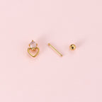 cartilage earrings, piercing jewelry, cartilage piercing, body jewelry, helix piercing, helix earrings, tragus piercing, heart earrings