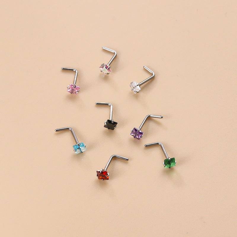 20G Surgical Steel Small Nose Ring & Nose Stud, Geometric Nose Jewelry