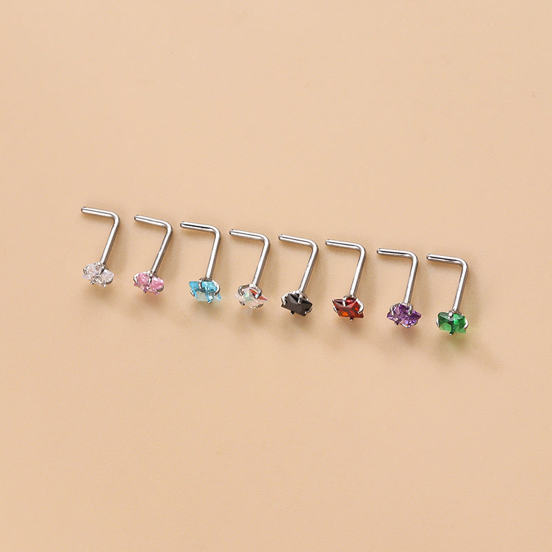 20G Surgical Steel Small Nose Ring & Nose Stud, Geometric Nose Jewelry