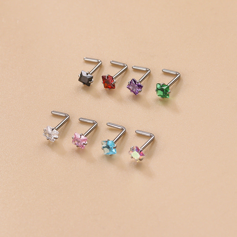 20G Surgical Steel Small Nose Ring & Nose Stud, Geometric Nose Jewelry