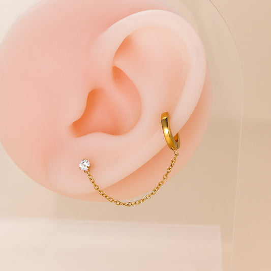 20G Second Hole Connected Chain Hoop Earrings