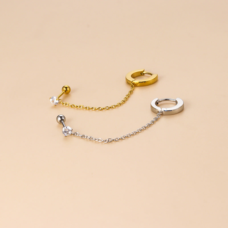 20G Second Hole Connected Chain Hoop Earrings