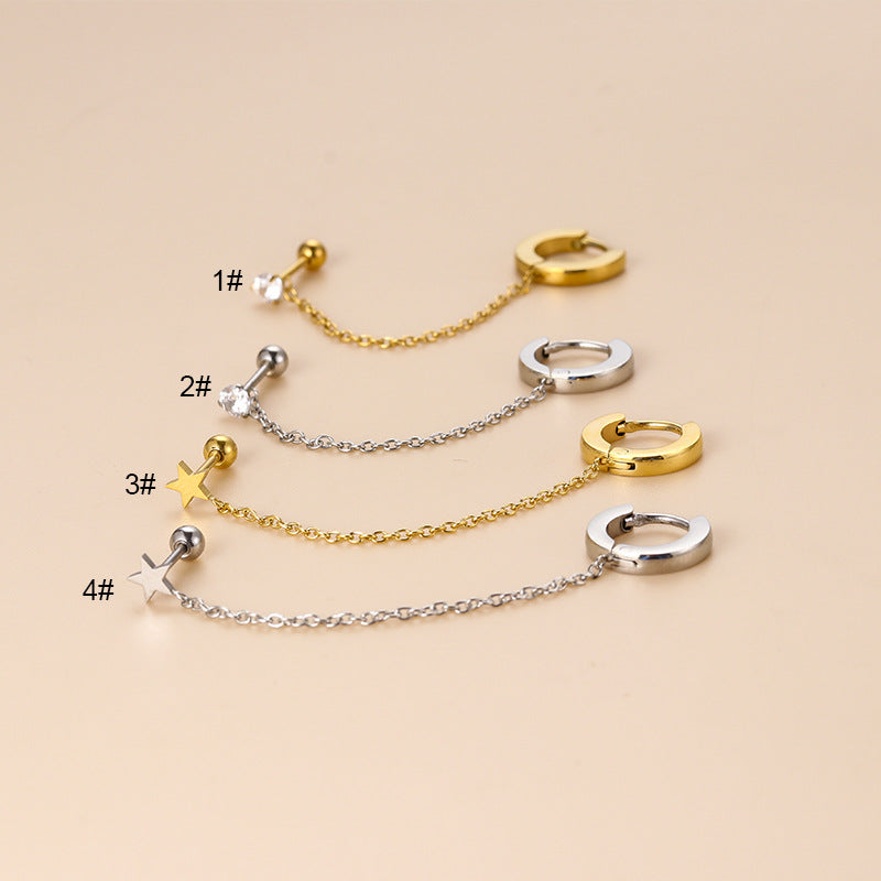 20G Second Hole Connected Chain Hoop Earrings