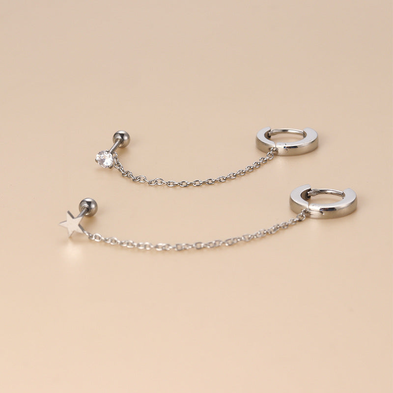 20G Second Hole Connected Chain Hoop Earrings