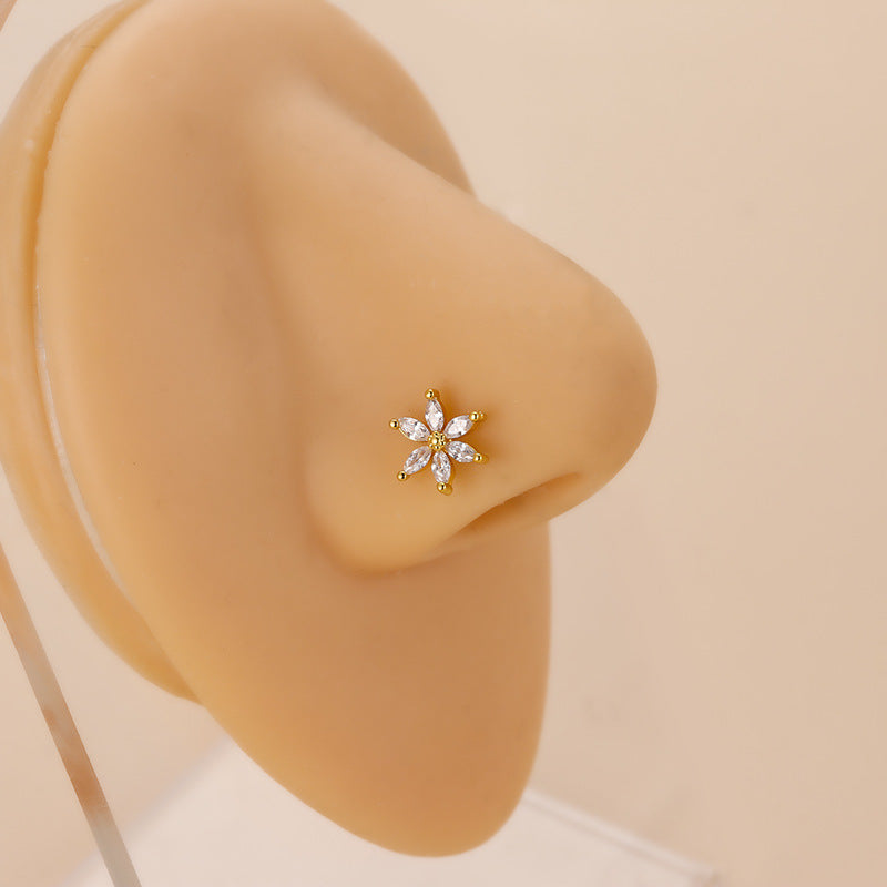 20G Surgical Steel Flower Nostril Piercing Ring