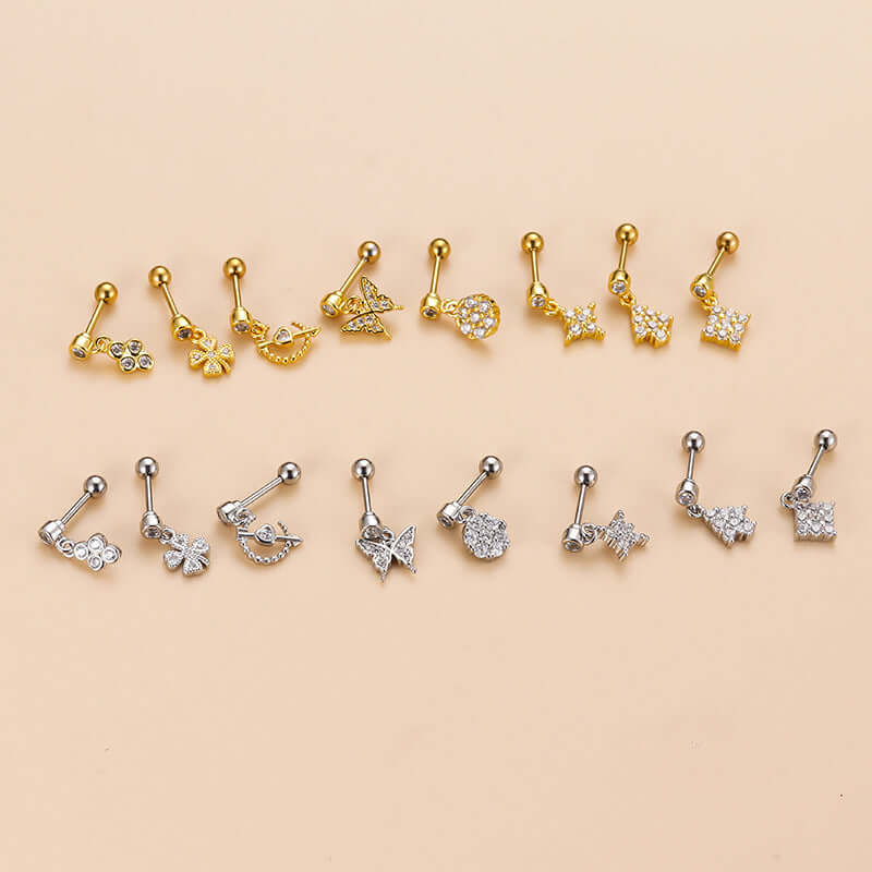 cartilage earrings, piercing jewelry, cartilage piercing, body jewelry, helix piercing, helix earrings, tragus piercing, flower earrings, cute earrings