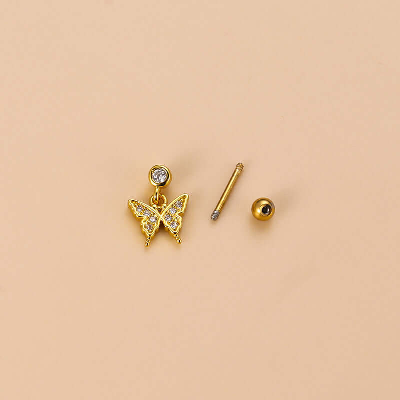 20G Cartilage Surgical Steel Dangle Stud Earrings Four Leaf Clover Conch Earrings | HSPJ839