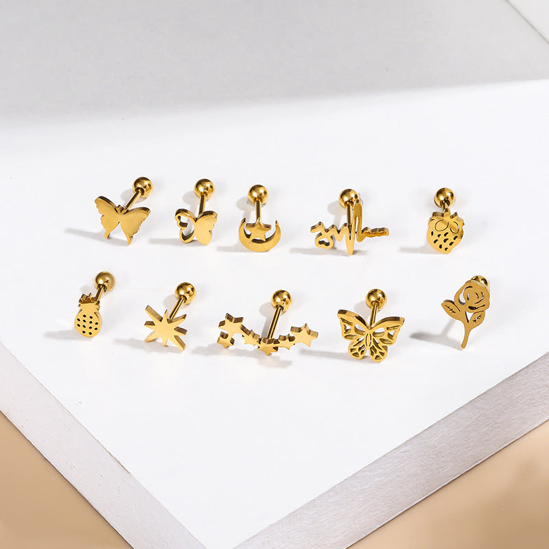 20G Cartilage Surgical Steel Earrings Butterfly Ball Back Earrings Barbell Earrings | HSPJ840