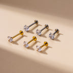 silver and gold push pin flat back stud piercing