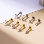 Push Pin Labret Back in 1.2mm 6mm and 8mm Bar post with different cubic zirconia size