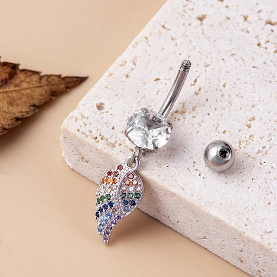 14G Surgical Steel Navel Ring, Butterfly Belly Piercing, Body Pierced