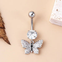 14G Surgical Steel Navel Ring, Butterfly Belly Piercing, Body Pierced