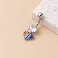 14G Surgical Steel Dangle Navel Ring, Heart Belly Button Ring